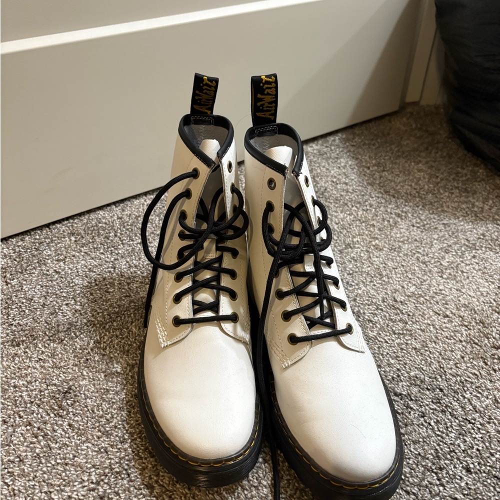 Dr. Martens White Leather Boots
